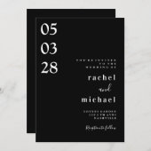 黒いシンプルエレガント招待 招待状 (正面/裏面)