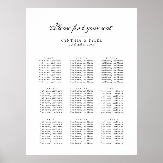 黒いシンプル台本の座席表 ポスター (正面)