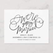 黒いシンプル手書き書日付を保存 案内ポストカード (正面)