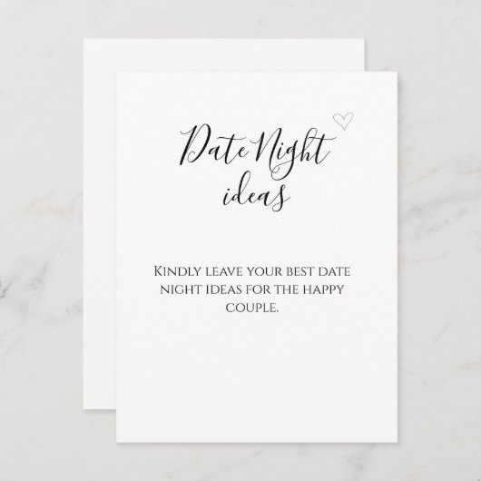 黒いシンプル書道デート夜アイディア アドバイスカード (正面/裏面)