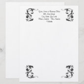 黒いシンプル渦巻き型レタエレガントヘッド レターヘッド (正面/裏面)