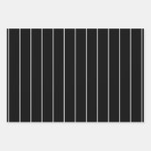 黒いシンプル背景にストライプ白い ラッピングペーパーシート (正面3)