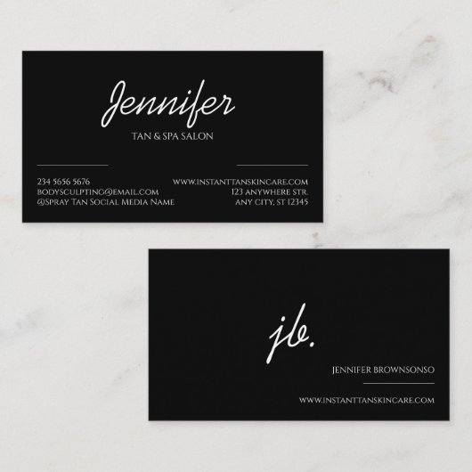 黒いシンプルClean Shapeロゴモダニスト 名刺 (正面/裏面)