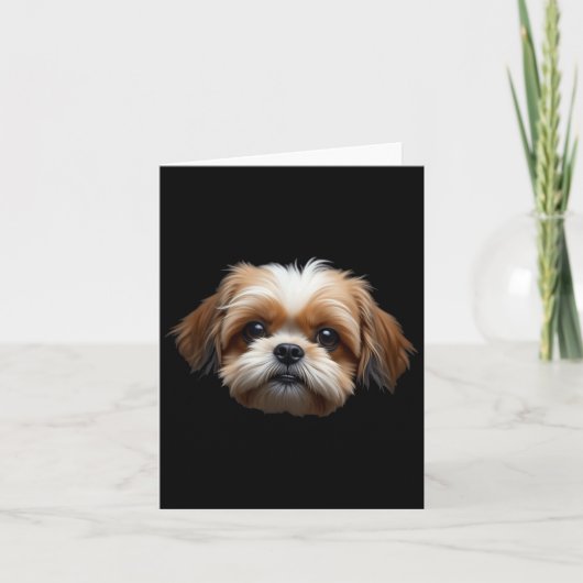 黒いシーズー犬の顔 カード (正面)