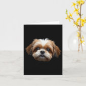 黒いシーズー犬の顔 カード (黄色い花)
