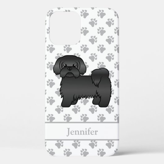 黒いシーズー かわいいキャラクター犬と名前 Case-Mate iPhoneケース (裏面)