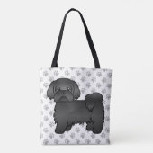 黒いシーズー かわいいキャラクター犬と肉球 トートバッグ (裏面)