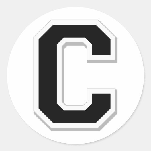 黒いシールでイニシャル文字Cを綴る ラウンドシール (正面)