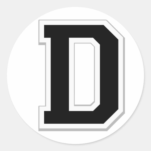 黒いシールでイニシャル文字Dを綴る ラウンドシール (正面)