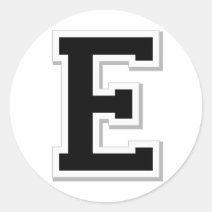 黒いシールでイニシャル文字Eを綴る ラウンドシール