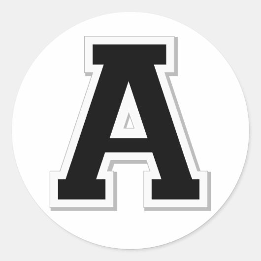 黒いシールでイニシャルAの文字を綴る ラウンドシール (正面)