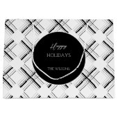 黒いジオメトリを持つアーバングレータータンチェックパターン ラージペーパーバッグ (正面)