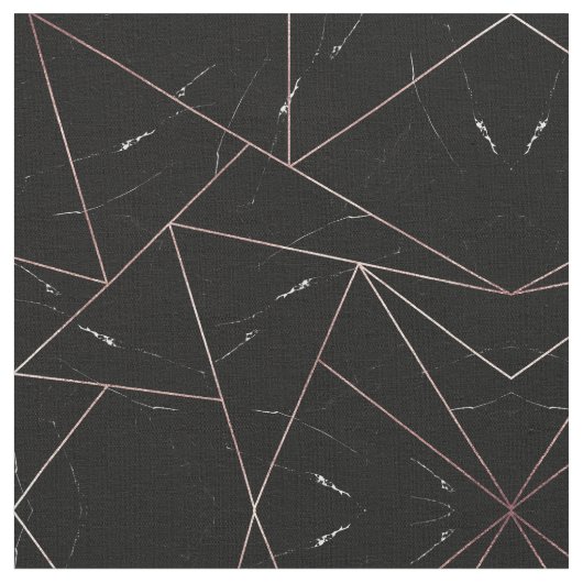 黒いジオメトリック大理石三角形金ゴールド輪郭 ファブリック (クローズアップ)