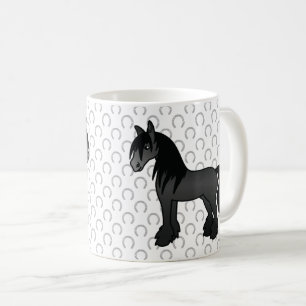 黒いジプシーバナー種+クリィドデール種+シャイア種のキャラクター馬 コーヒーマグカップ