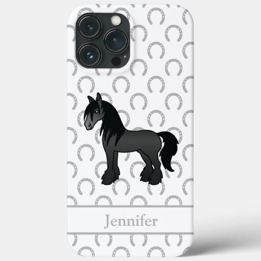 黒いジプシー+ヴァナー+クライストデール+シャイアの漫画の馬 Case-Mate iPhoneケース (裏面)