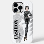 黒いジャンプスーツのファッションの女の子 Case-Mate iPhoneケース (裏面)