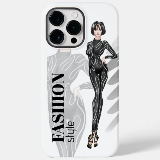 黒いジャンプスーツのファッションの女の子 Case-Mate iPhoneケース (裏面)