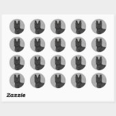 黒いジャーマンシェパードのキャラクター犬の顔のアップ ラウンドシール (シート)