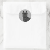 黒いジャーマンシェパードのキャラクター犬の顔のアップ ラウンドシール (バッグ)