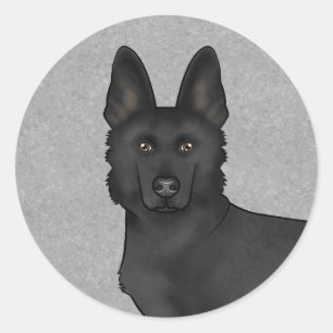 黒いジャーマンシェパードのキャラクター犬の顔のアップ ラウンドシール