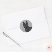 黒いジャーマンシェパードのキャラクター犬の顔のアップ ラウンドシール (封筒)