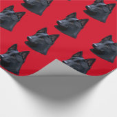 黒いジャーマン・シェパード犬 ラッピングペーパー (角)