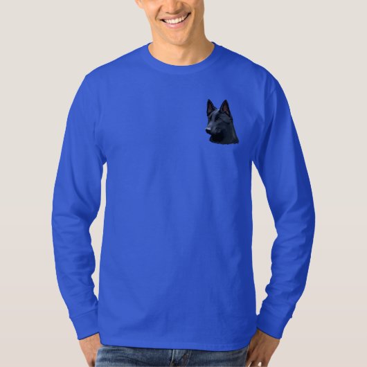 黒いジャーマン・シェパード犬 Tシャツ (正面)