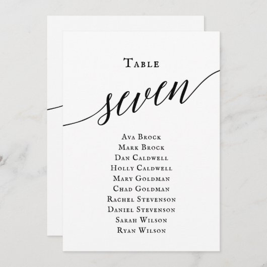 黒いスエレガントクリプトテーブル7座席表 招待状 (正面/裏面)