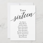 黒いスエレガントクリプト表番号16座席表 招待状 (裏面)