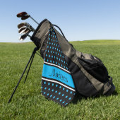 黒いスカイブルーの水玉模様のストライプの原稿の名前 ゴルフタオル (グリーン)