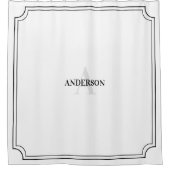 黒いスカラップのコーナーシャワーカーテン シャワーカーテン (正面)