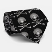 黒いスカルのタイ ネクタイ (ロール)