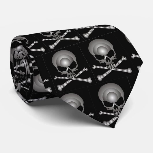黒いスカルのタイ ネクタイ (ロール)
