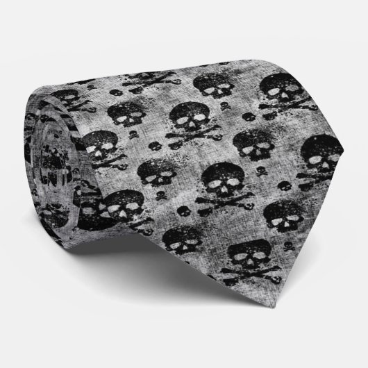 黒いスカルのタイ ネクタイ (ロール)