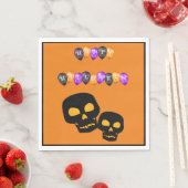 黒いスカルハッピーハローウィンバルーン スタンダードランチョンナプキン (インサイチュ)