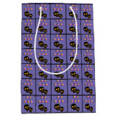 黒いスカルハッピーハローウィンバルーン ミディアムペーパーバッグ (正面)