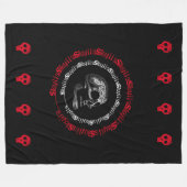 黒いスカル及び白または灰色または赤 フリースブランケット (正面(横))