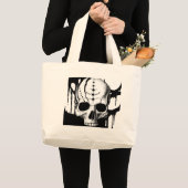 黒いスカル ラージトートバッグ (正面(商品))