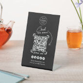 黒いスキャンで表示メニューのQRコード モダン | ミニマル 台座サイン (インサイチュ)