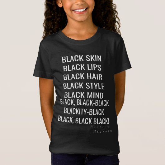黒いスキンヘア唇爪、 ネイルマインドブラックティブラックヒーズ Tシャツ (正面)