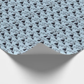 黒いスキー用具とブルースノーフレーク ラッピングペーパー (角)