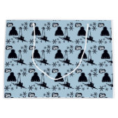 黒いスキー用具とブルースノーフレーク ラージペーパーバッグ (正面)