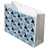 黒いスキー用具とブルースノーフレーク ラージペーパーバッグ (正面アングル)