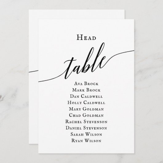 黒いスクエレガントリプトの表の座席表 招待状 (正面/裏面)