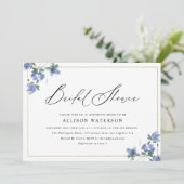 黒いスクリエレガントプトブルーフローラブライダルシャワー 招待状 (スタンド正面)