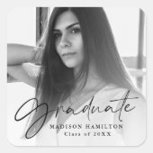 黒いスクリスタイリッシュプト写真の卒業 スクエアシール (正面)