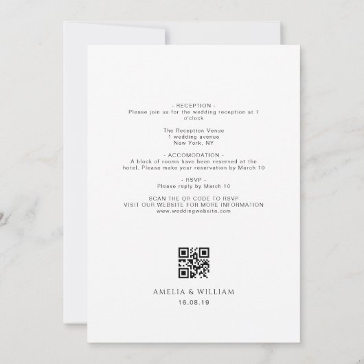 黒いスクリプトをすべて1つの結婚式招待状 招待状 (裏面)