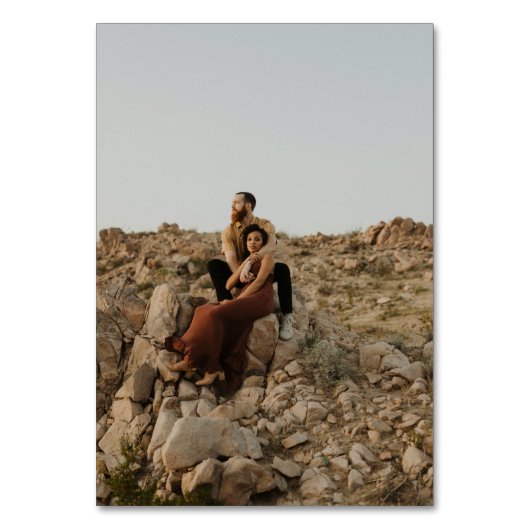 黒いスクリプト名の白の写真結婚の テーブルナンバー (裏面)