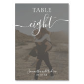 黒いスクリプト名の白の写真結婚の テーブルナンバー (正面)