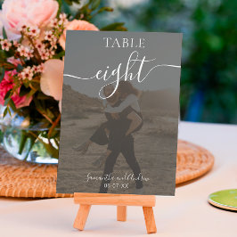 黒いスクリプト名の白の写真結婚の テーブルナンバー